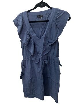 1.STATE Gypsy night  NWT blue Ruffle Edge Mini Dress size S